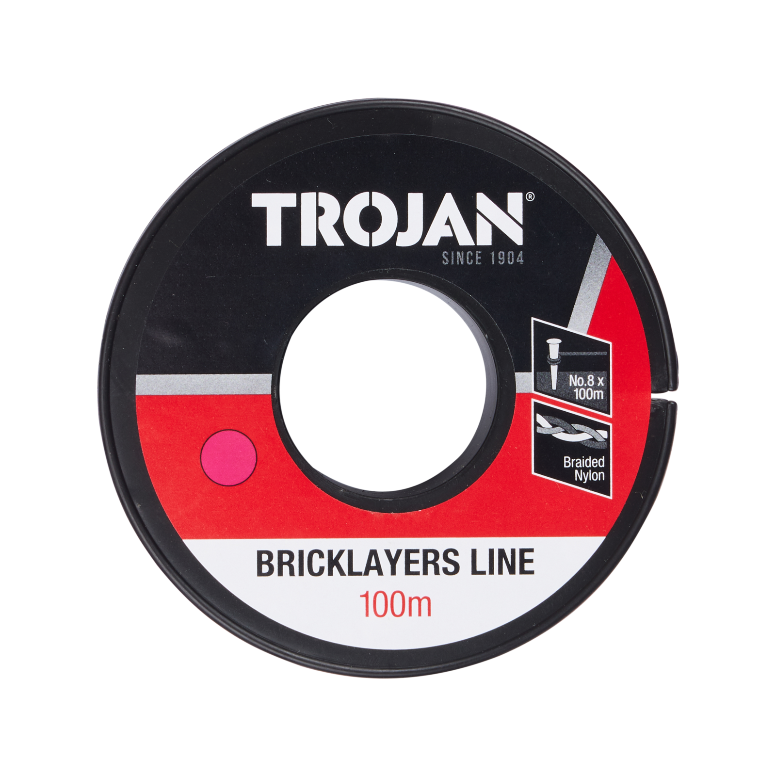 Trojan Pink No. 8 Nylon Brickline 100m, Braided Bricklayers Line on Reel