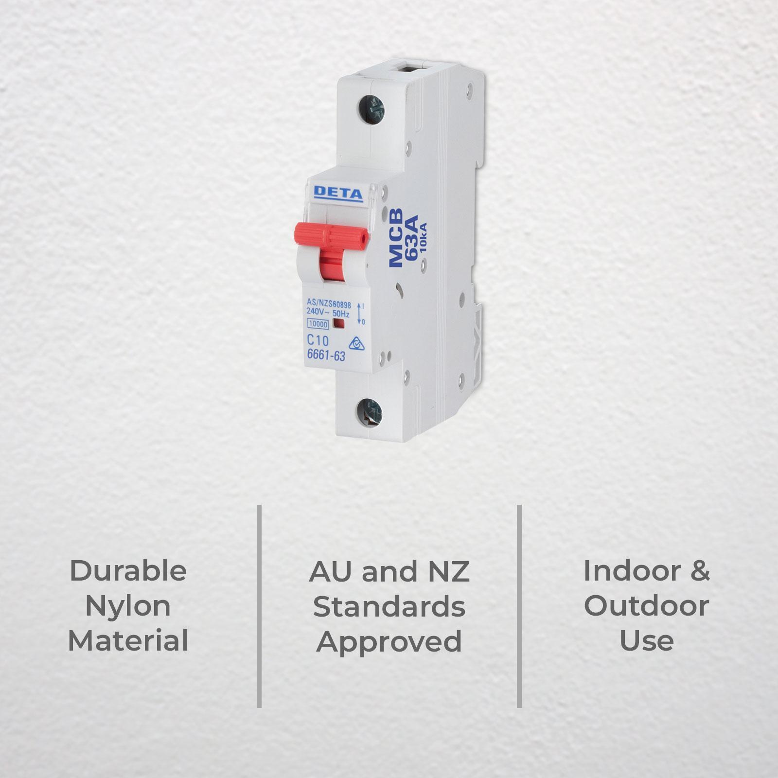 DETA 63A 1 Pole 240V DIN Rail Miniature Circuit Breaker 6661-63B