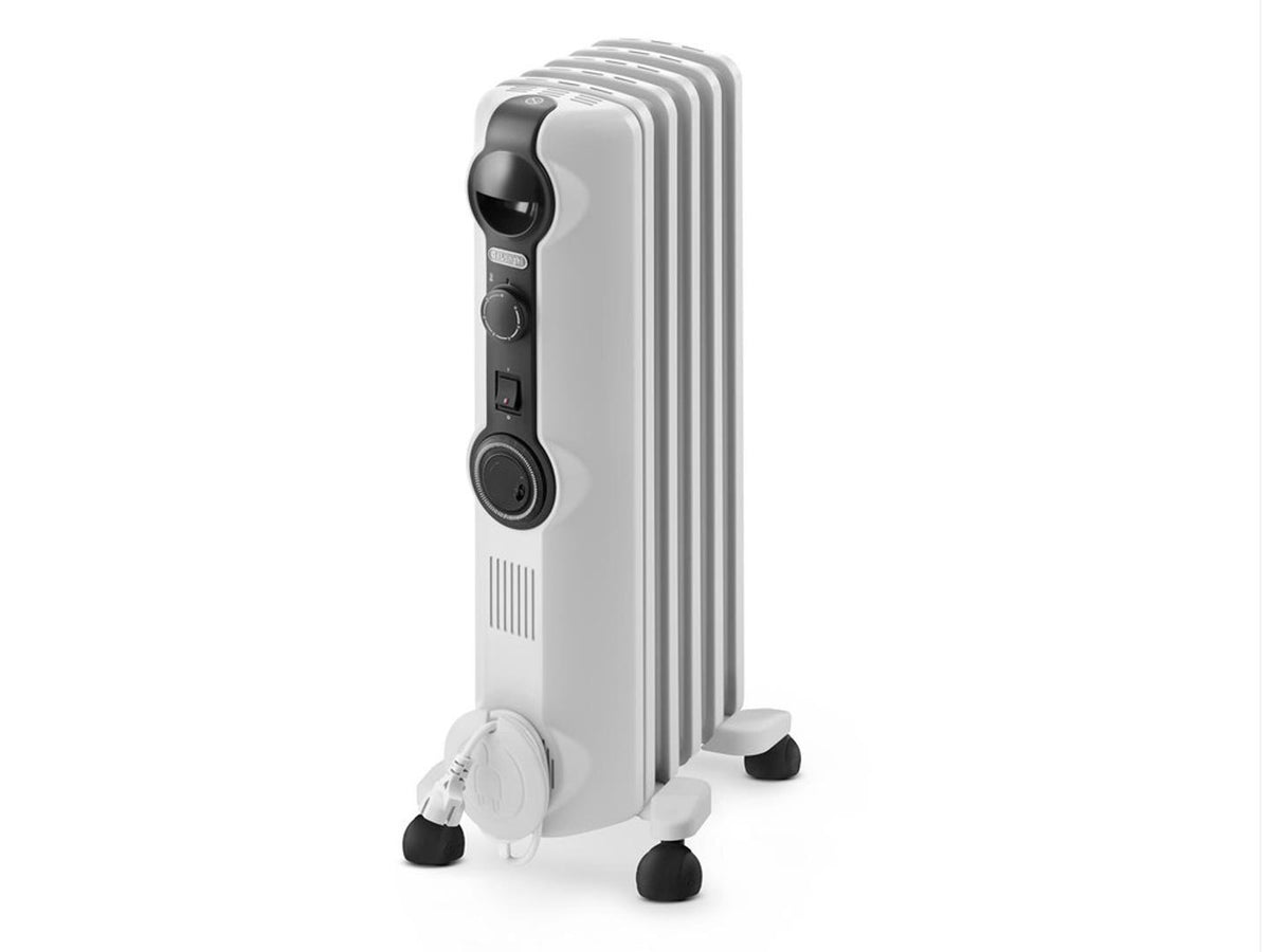 DeLonghi Radia S 1000W Electric Oil Column Heater - White - 24 Hour Timer - Anti-Frost Function - TRRS0510T