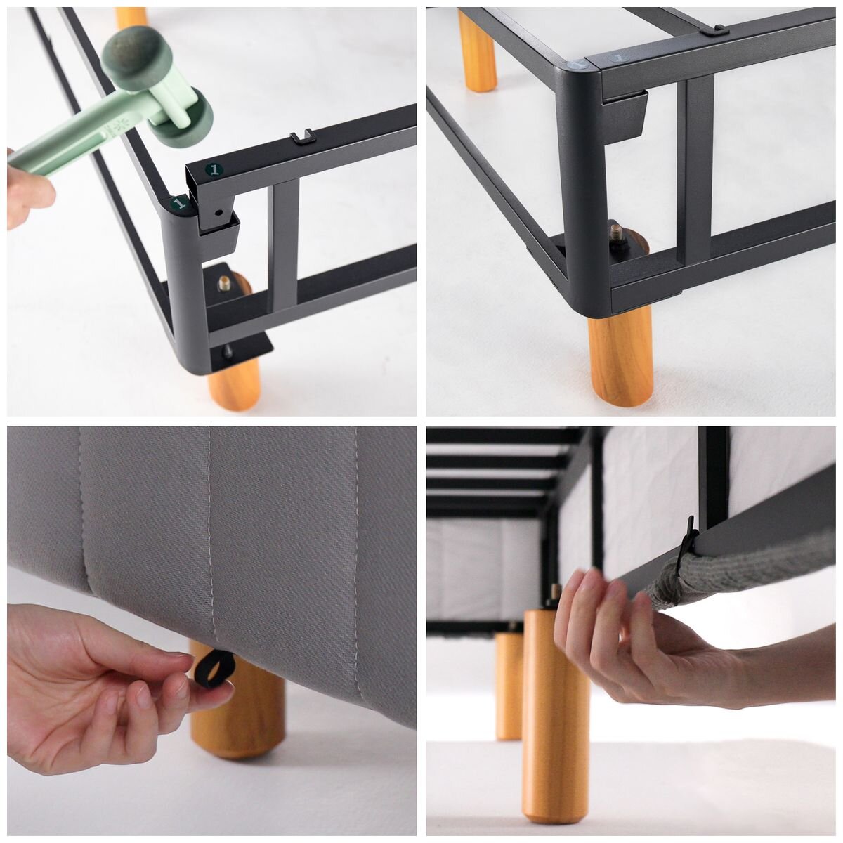 Zinus Quick Snap King Ensemble Bed Base - Steel Frame, Bolt-Free Snap Assembly - AU-FRBX-9GR-K