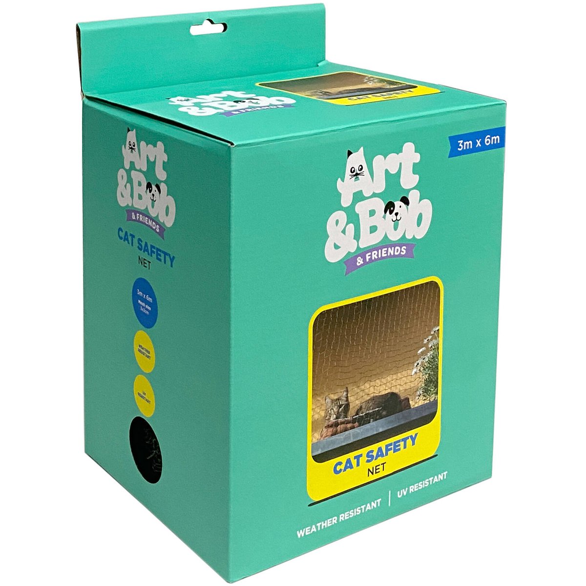 Art Bob Cat Safety Net 3000x6000mm - Weather & UV Resistant - Bite-Resistant - SuperSaverAU - view 2