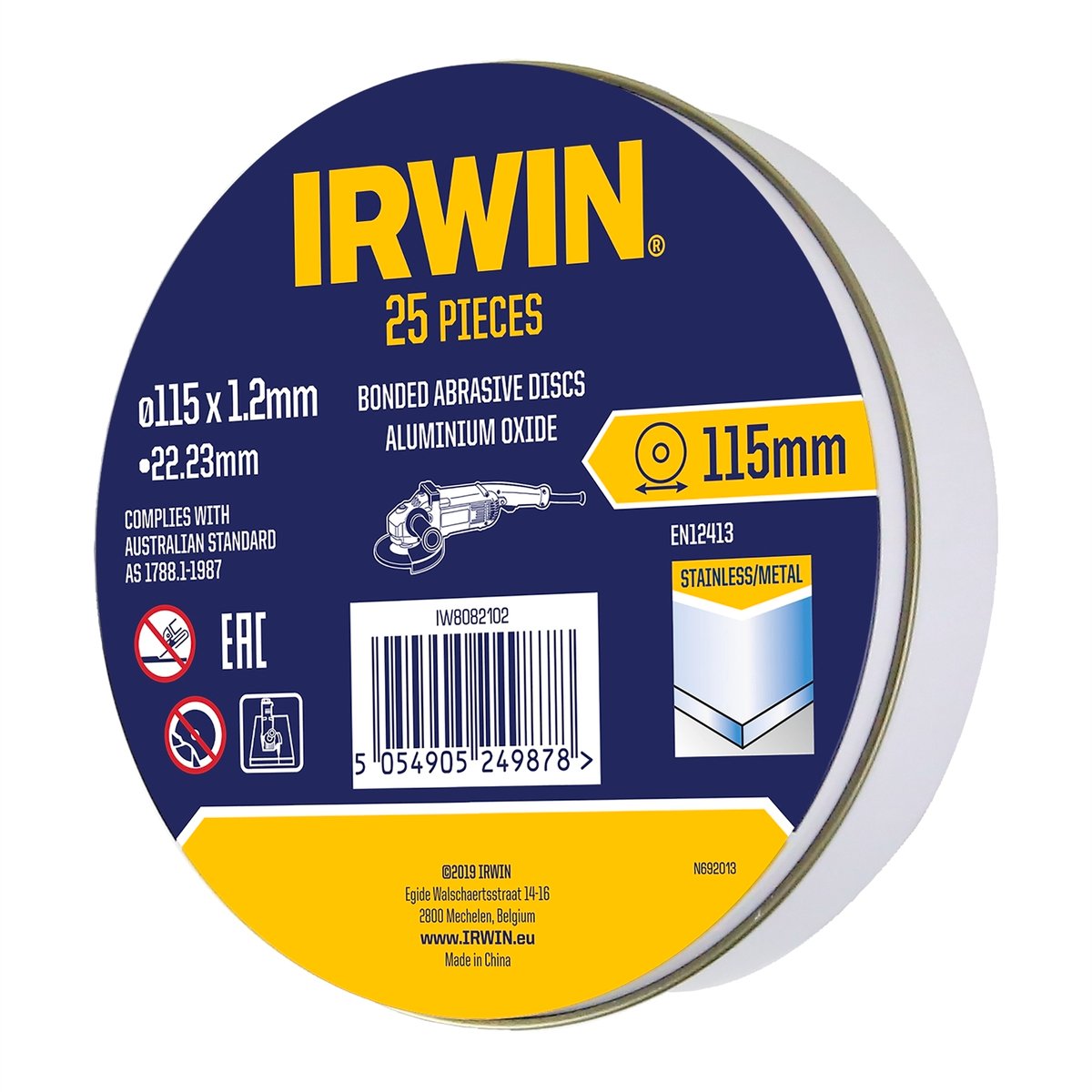 Irwin 115 x 1.2 x 22.2mm Metal Cut Off Disc 25 Pack