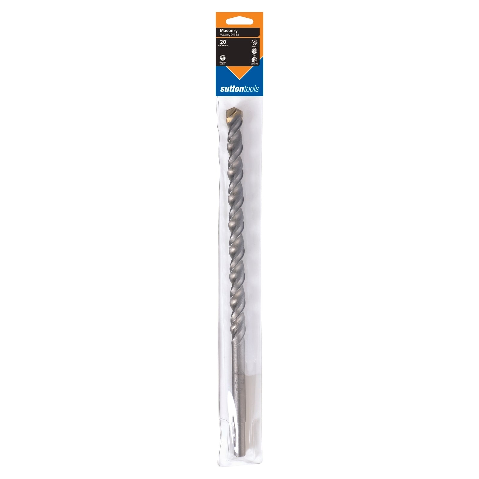 Sutton Tools 20 x 400mm DB TCT Masonry Drill Bit, Carbide Tip for Stone, Brickwork & Concrete