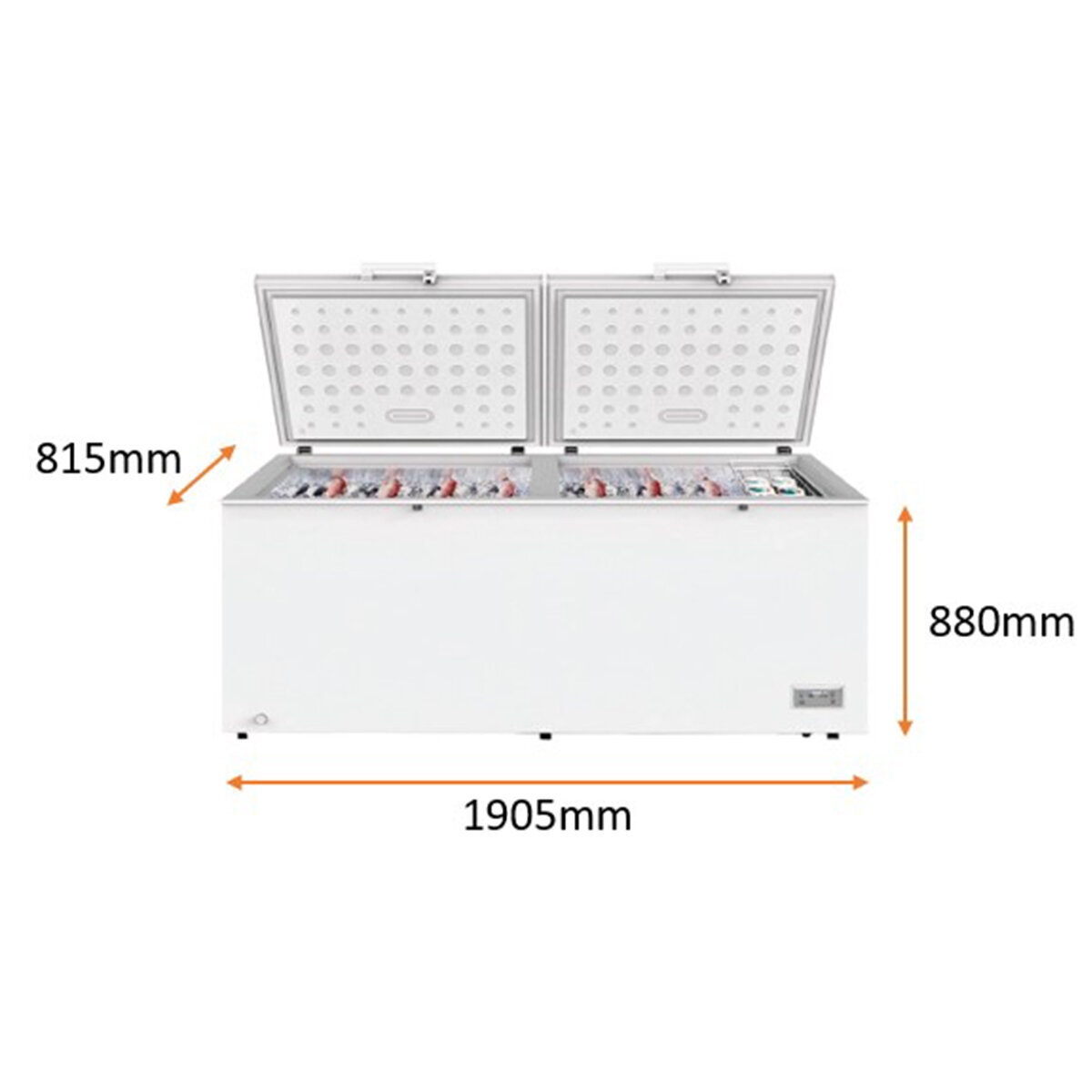 Eurotech 688L chest freezer - white, 3 star energy rating, split door design - ED-CF708WH