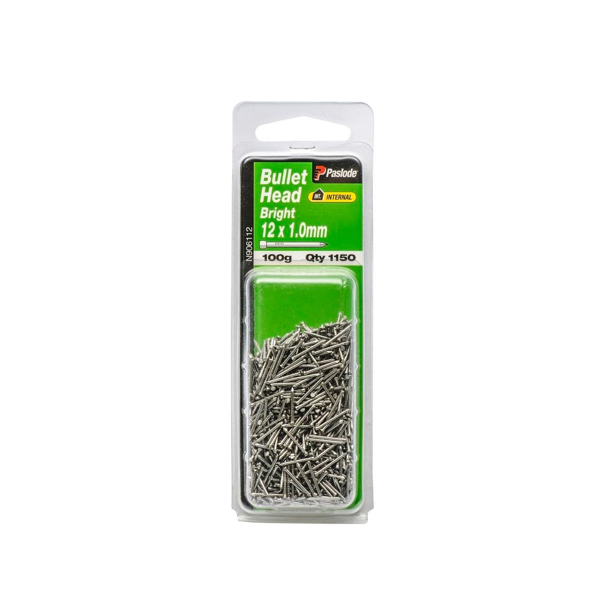 Paslode Bullet Head Nails 12mm Bright Steel 100g Internal Use - SuperSaverAU - view 1