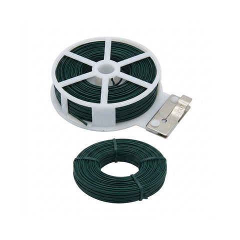 Jack 30m Green PVC Twist Tie, Plant Tie, Steel Core with Plastic Coating, Indoor and Outdoor