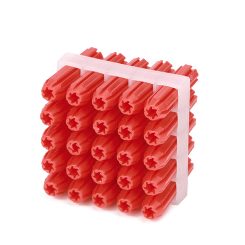 Ramset 6 x 25mm Red Plastic Frame Wall Plugs - 25 Pack