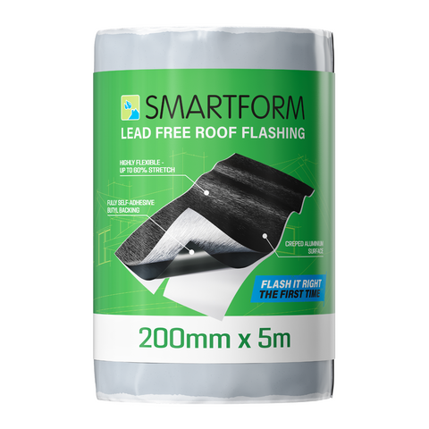 Smartform 200mm x 5m Black Lead Free Flashing Self-Adhesive