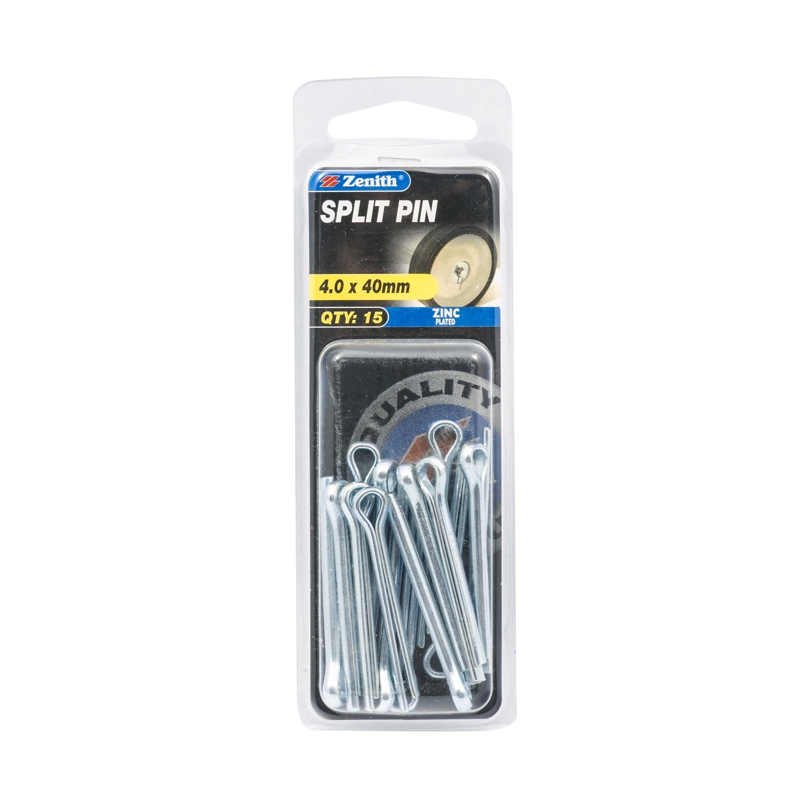 Zenith 4.0 x 40mm Zinc Plated Steel Split Pins - 15 Pack