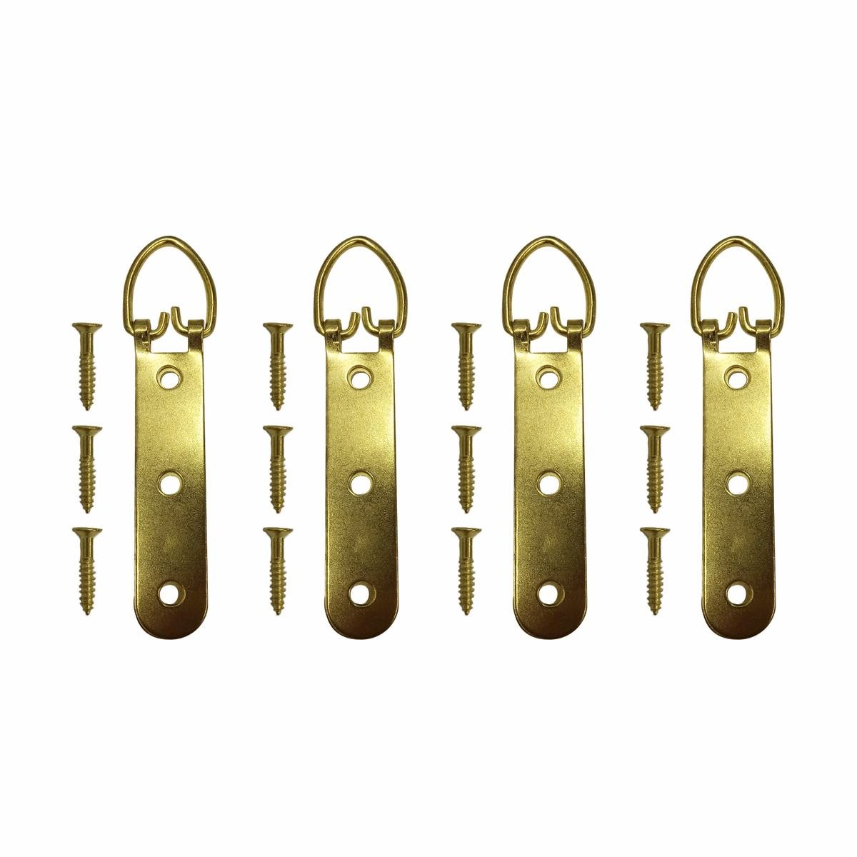 Everhang 25kg Brass Plated Steel Heavy-Duty D-Ring Picture Hangers - 4 Pack