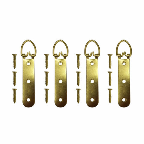 Everhang Picture Hanging D Ring - 25kg - Brass Plated - Heavy Duty - 4 Pack - SuperSaverAU - view 1