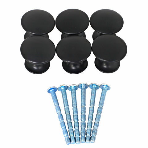 Ikonic Matt Black Cupboard Knob Set, 6 Piece Metal Knobs for Cabinets