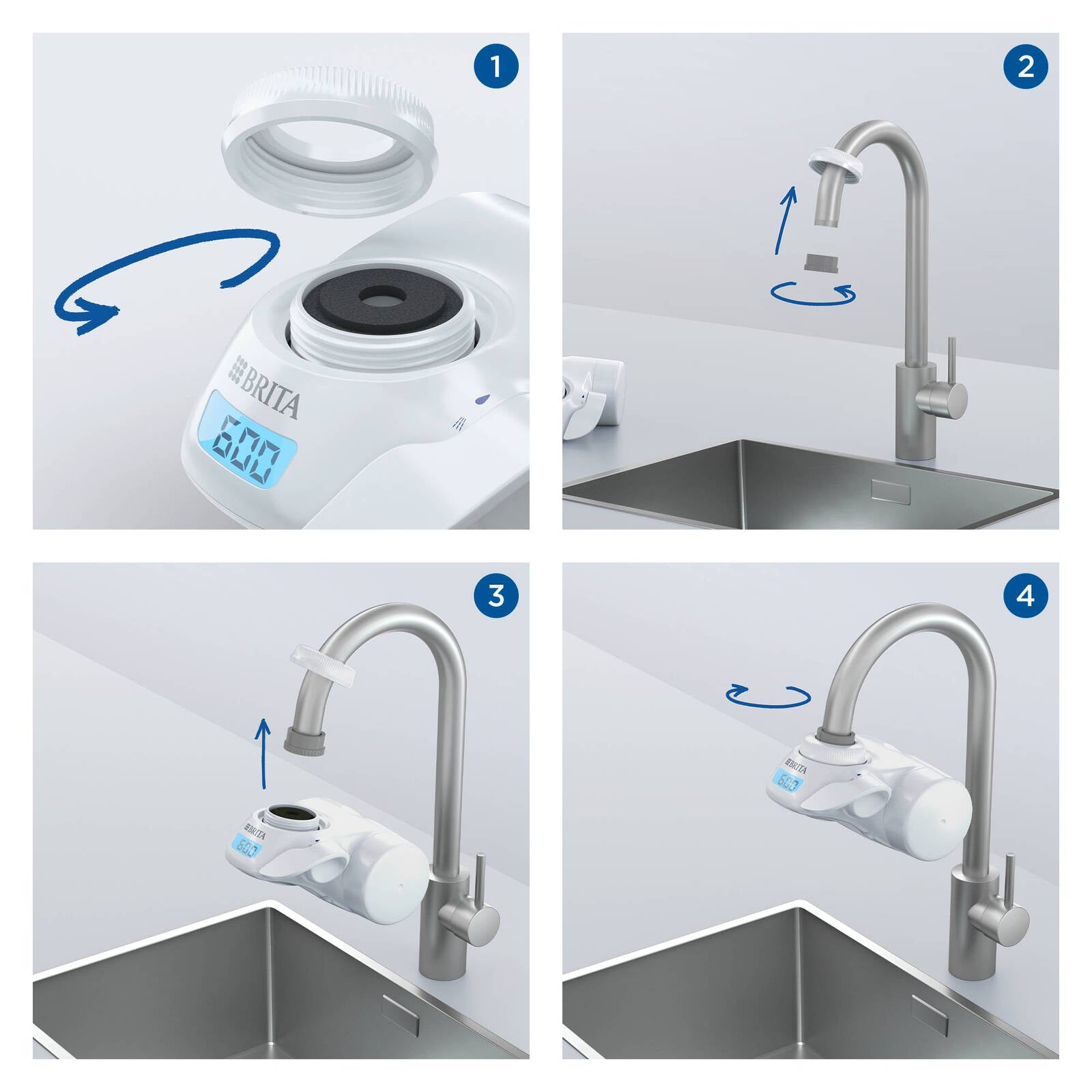 BRITA On Tap Pro V-MF Water Filter System 600L, Tap-Mounted with LCD Display