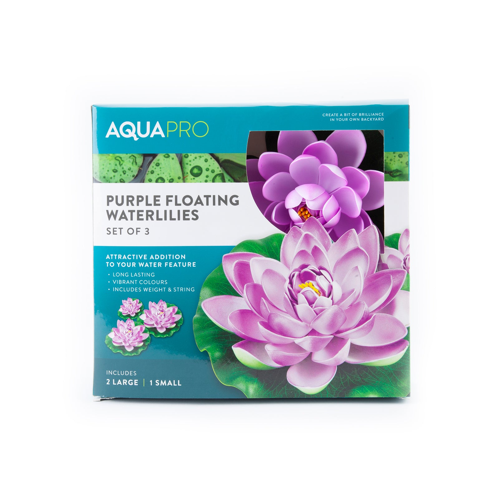 Aquapro Purple Floating Water Lilies 3 Pack Pond Accessory Outdoor