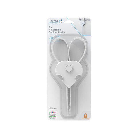 Perma Child Safety Adjustable Cabinet Locks - Plastic - 3 Pack - Easy to Operate - SuperSaverAU - view 1