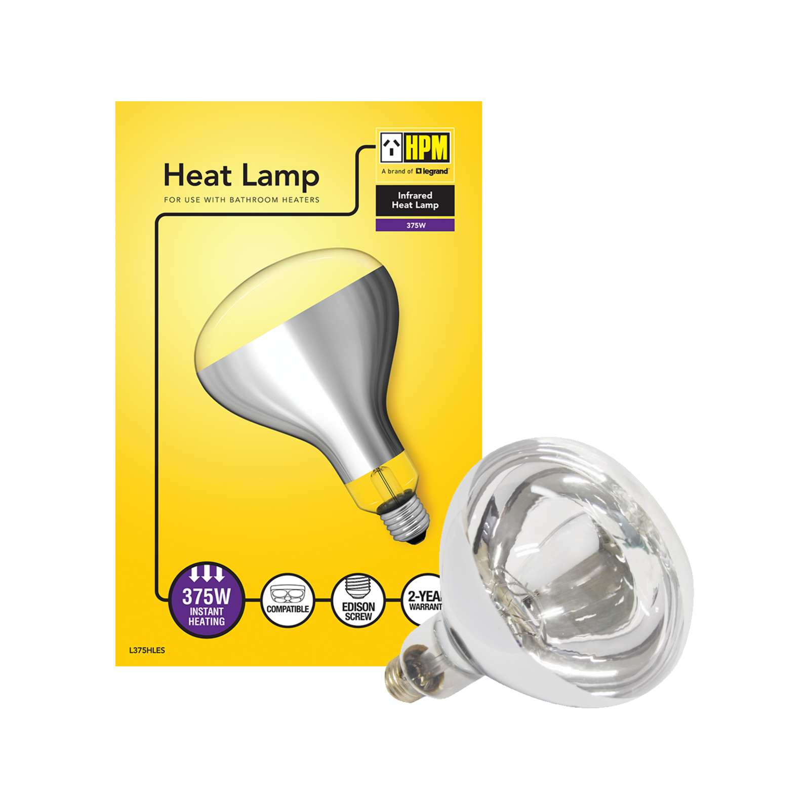 HPM 375W ES Infra Red Heat Lamp - Clear Glass, L375HLES