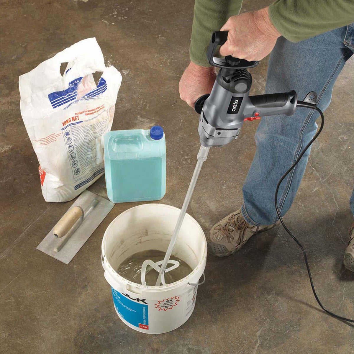 Ozito 1050W Multi Purpose Mixing Drill DMM-080 - Metal Gear Case Paint & Mortar Mixer
