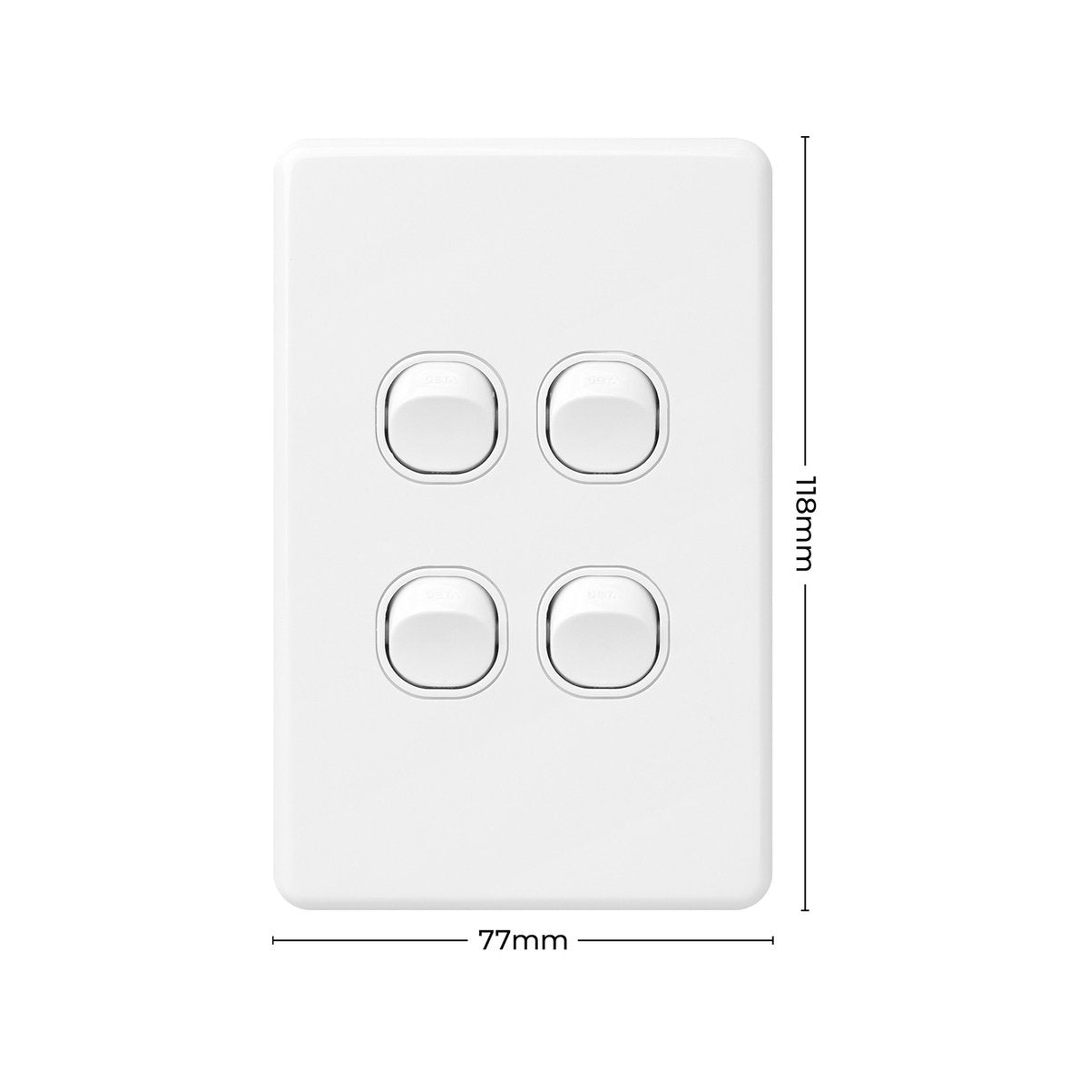Deta X6 White Quad Vertical Switch - 4 Gang - Polycarbonate - Durable - SuperSaverAU - view 4