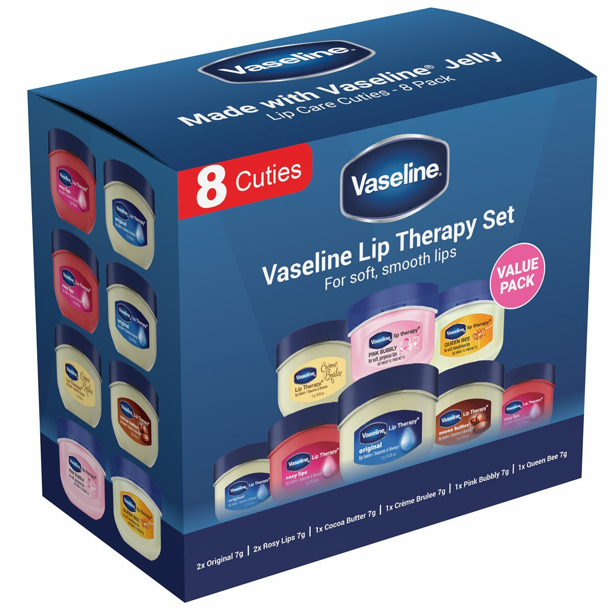 Vaseline Lip Therapy Set 8 x 7g - Moisturising Lip Balms in Assorted Flavours - SuperSaverAU - view 2