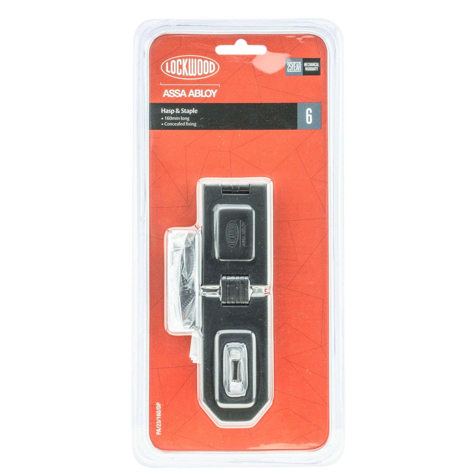 Lockwood 160mm Hinged Hasp and Staple Black Steel with Fasteners