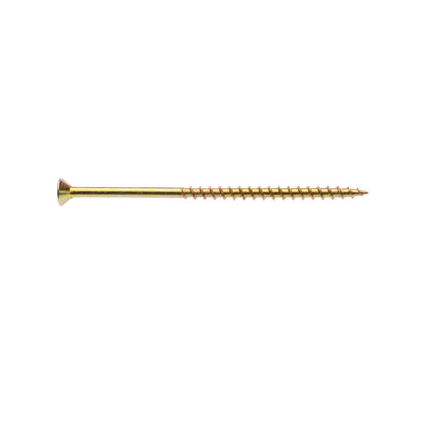 Zenith 10G x 100mm Gold Passivated Countersunk Rib Head Chipboard Screws - 50 Pack