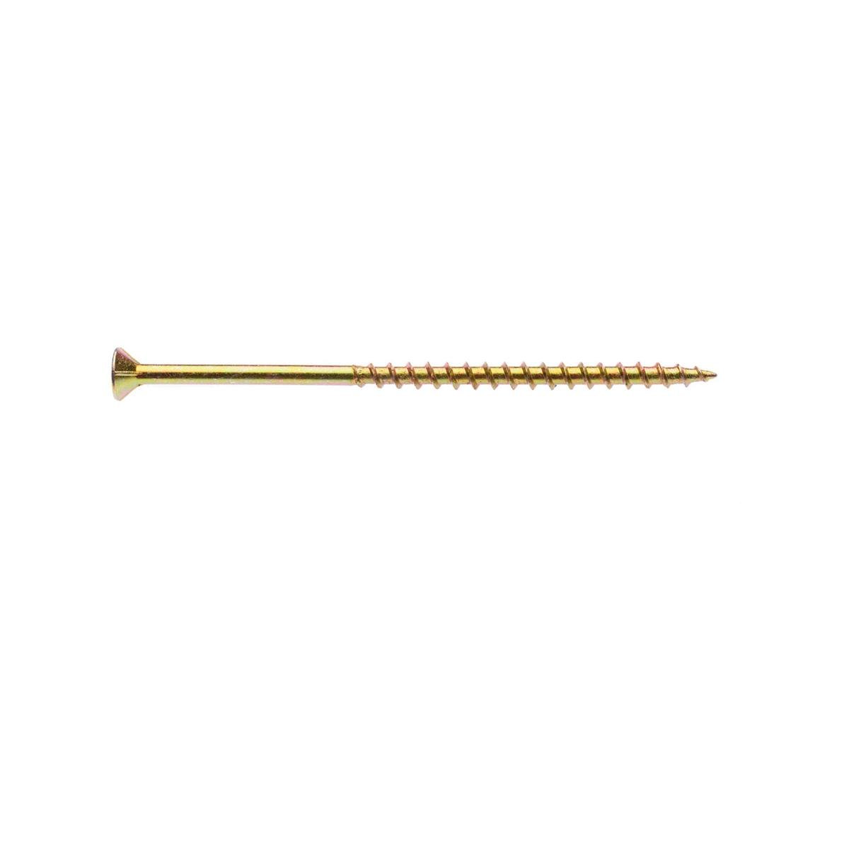 Zenith 10G x 100mm Gold Passivated Countersunk Rib Head Chipboard Screws - 50 Pack
