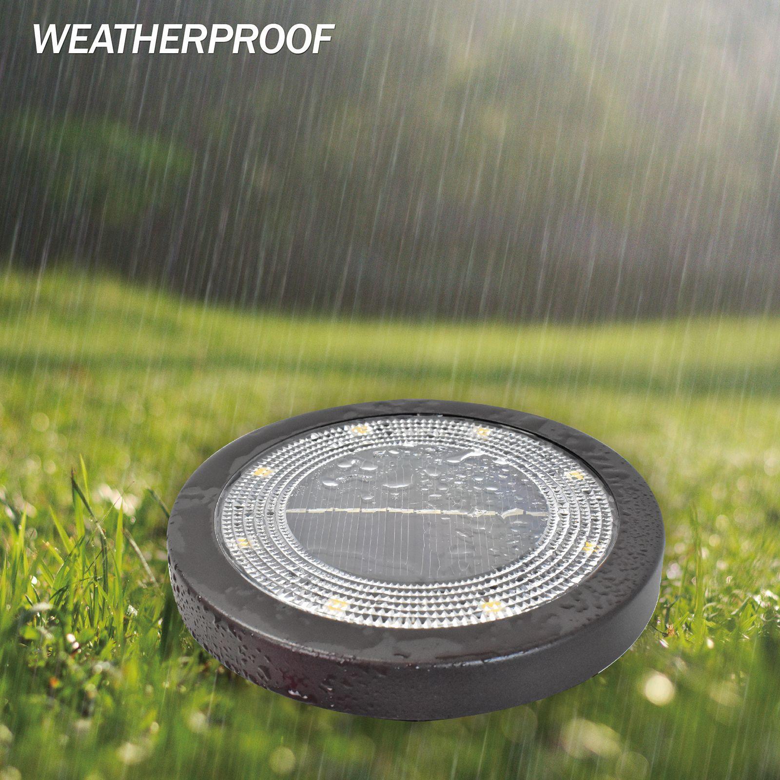 Luxzone LED Solar Disc Light 4 Pack 115.8mm Brown Weather Resistant Outdoor