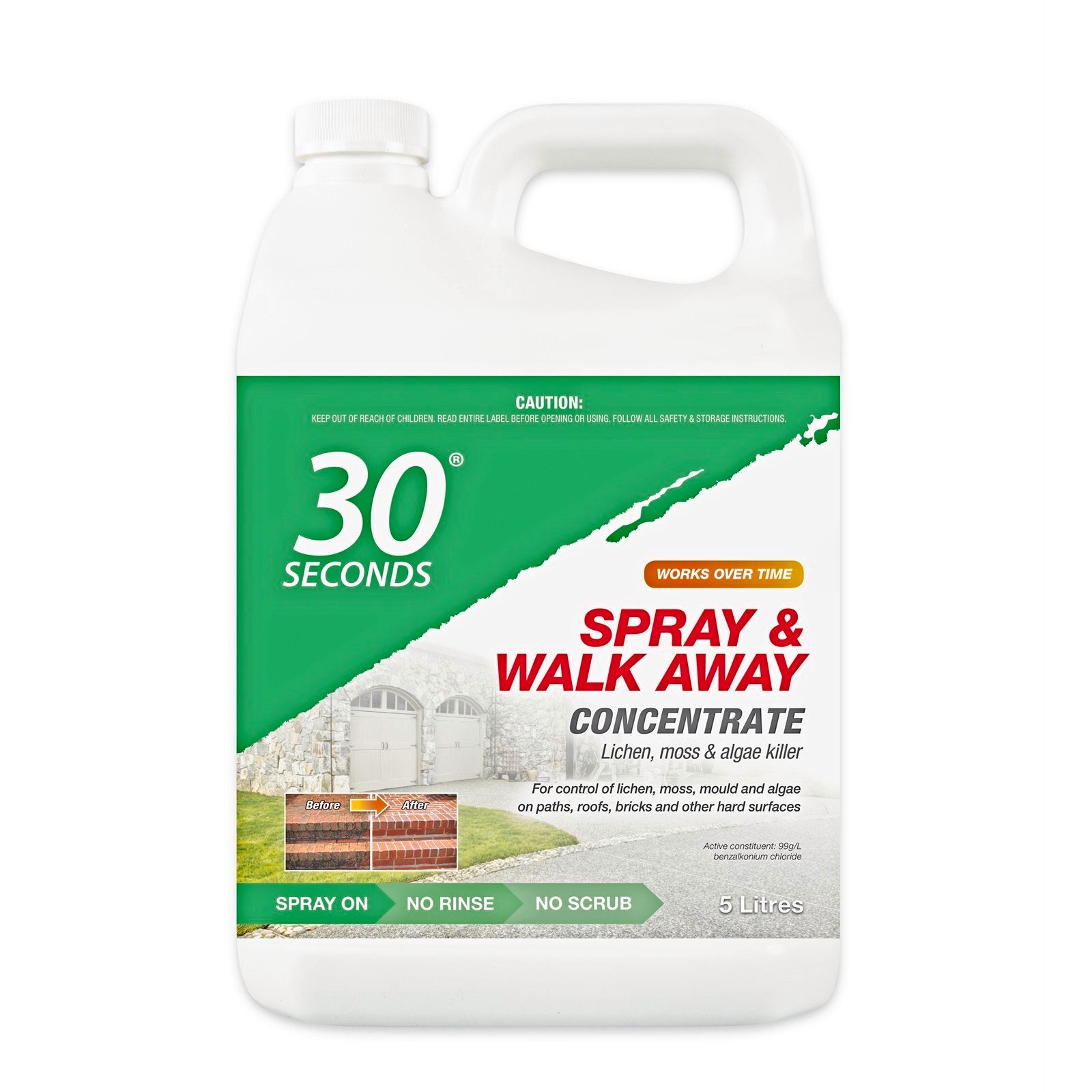 30 Seconds 5L Spray & Walk Away Concentrate, Removes Algae, Moss, Mould & Lichen
