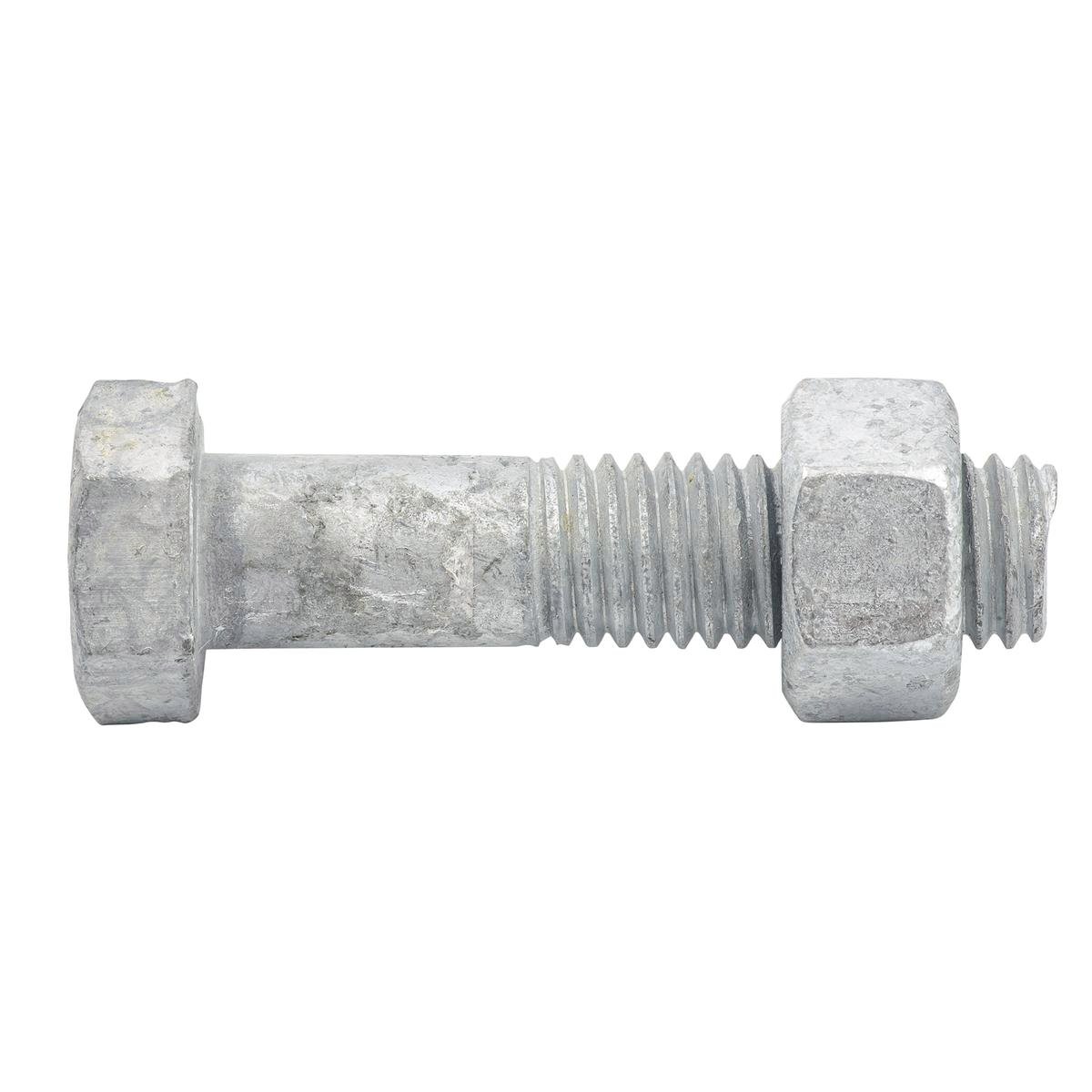 Zenith M12 x 50mm Hot Dip Galvanised Hex Head Bolt & Nut - 4.6 Grade Steel