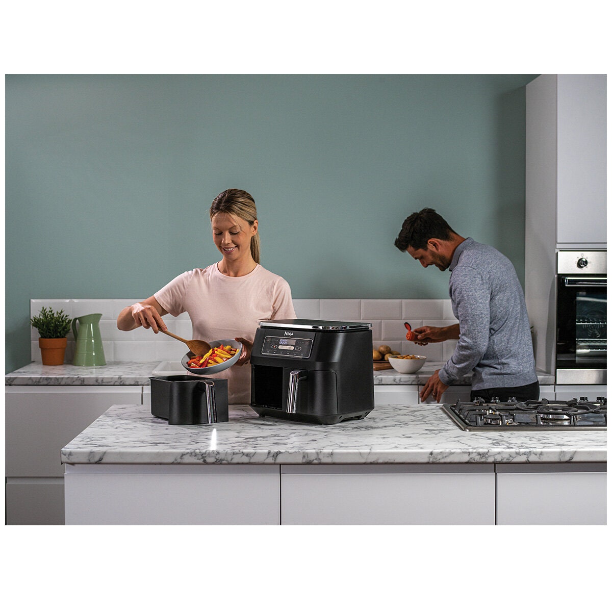Ninja Foodi Dual Zone Air Fryer 7.6L - Granite Grey - Smart Finish, Match Cook, Six Functions - AF300