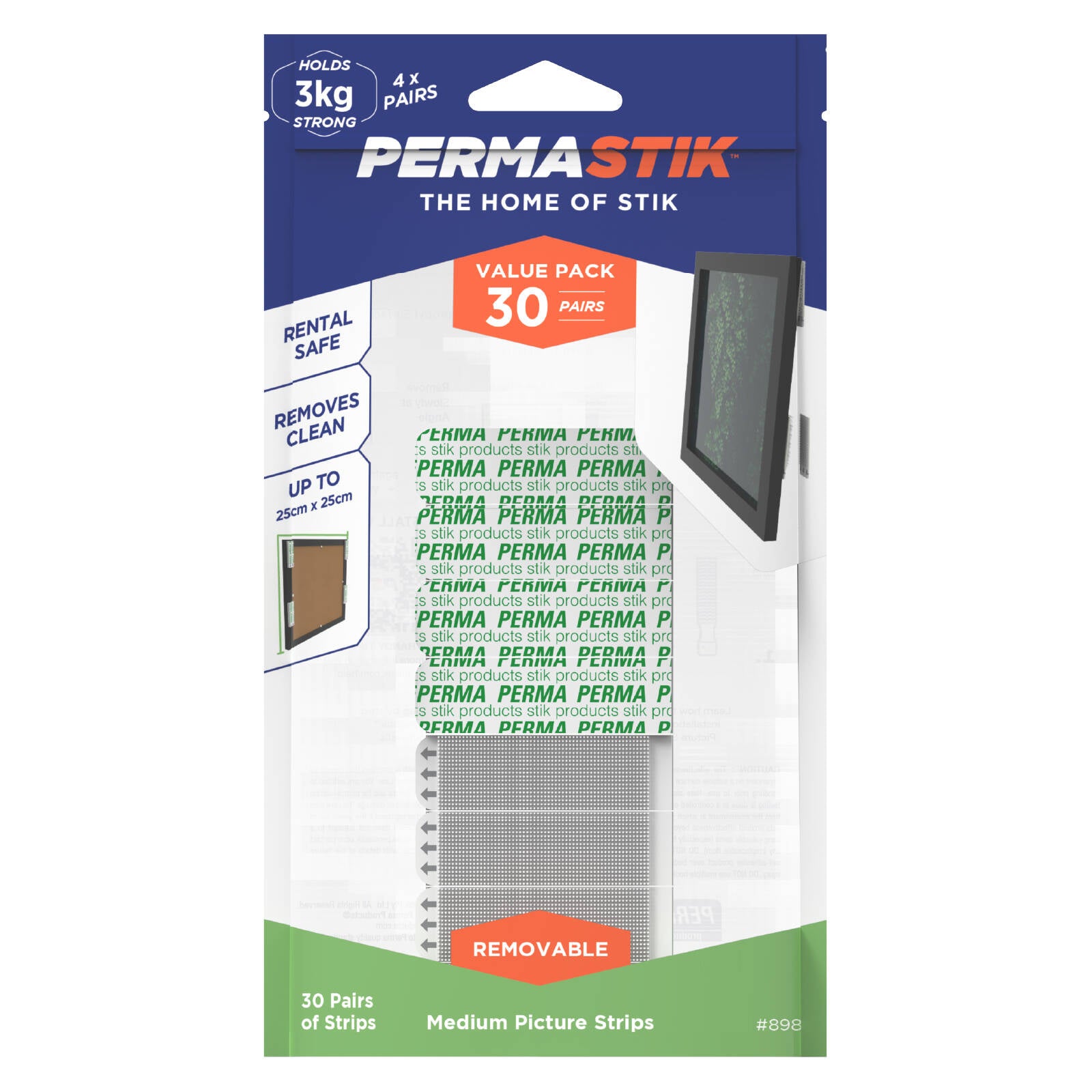 Permastik Medium Picture Strips 30 Pairs Self Adhesive