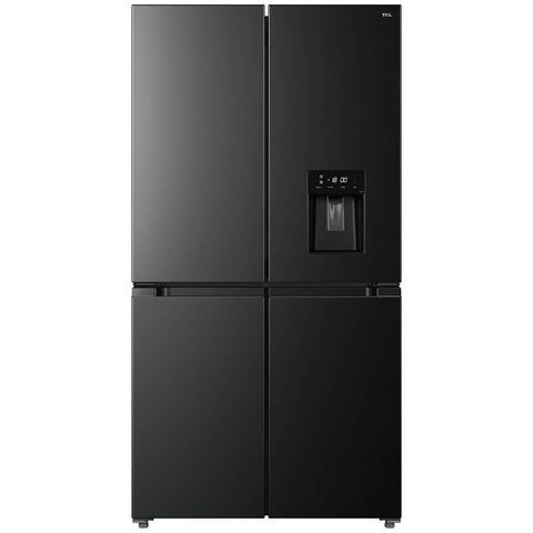 TCL 590L Quad Door Fridge - Black, Water Dispenser, Twist Ice Maker - TRF590QHB