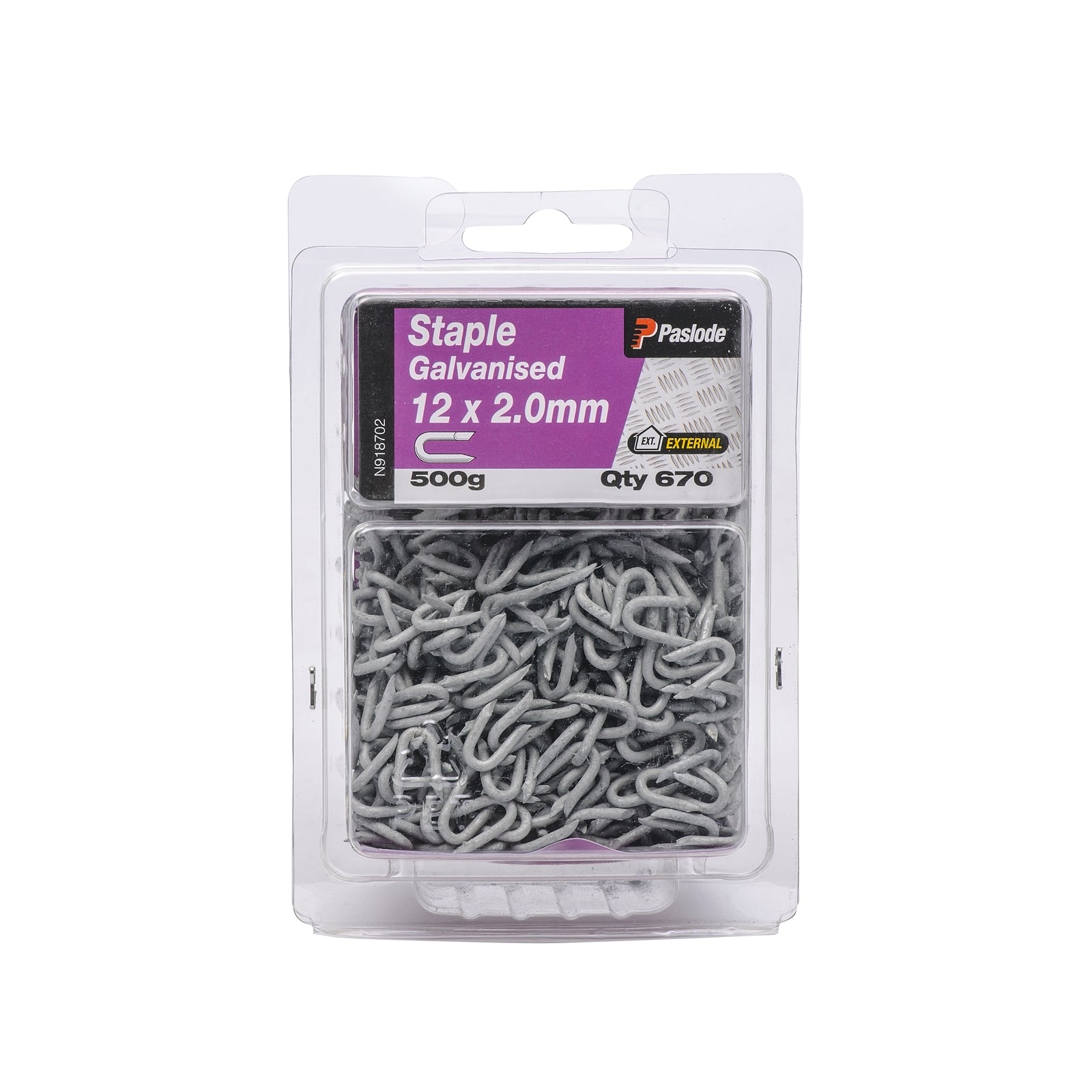 Paslode Staple Nails 12 x 2.0mm Galvanised Double Ended 500g 670 Pack