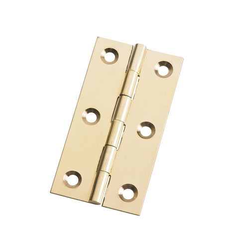 Lane 75 x 40 x 1.3mm Solid Brass Fixed Pin Butt Hinge, Indoor & Outdoor, 2 Pack