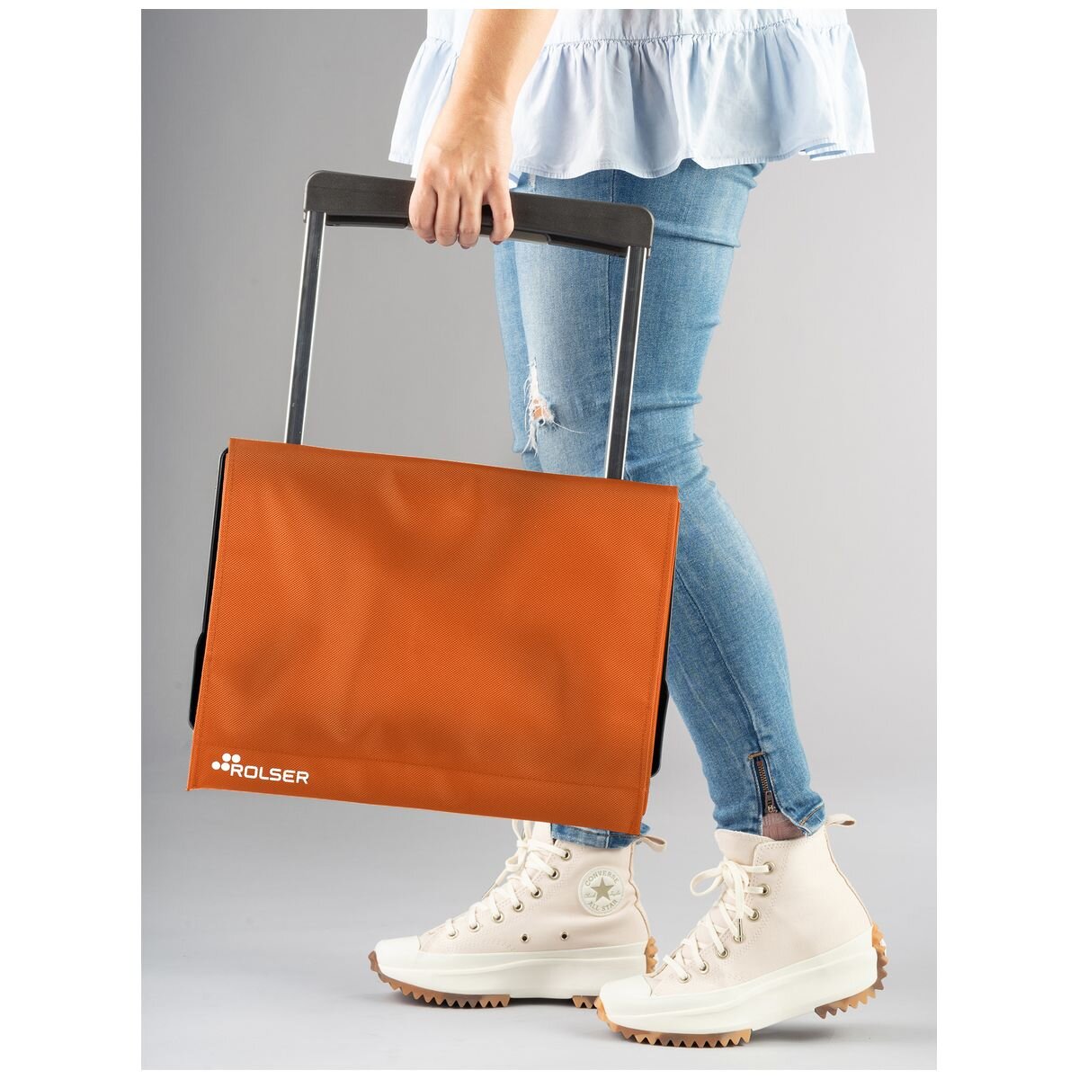 Rolser Plegamatic MF folding 2 wheel trolley - Orange - Lightweight aluminium chassis - R-PLE001-1061