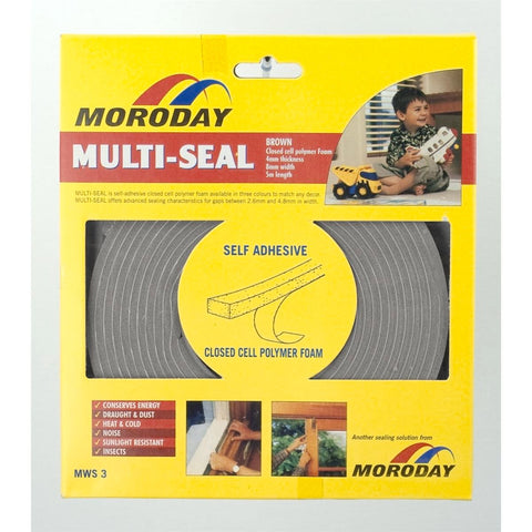 Moroday Grey Self Adhesive Weather Seal - 9mm Closed Cell Foam