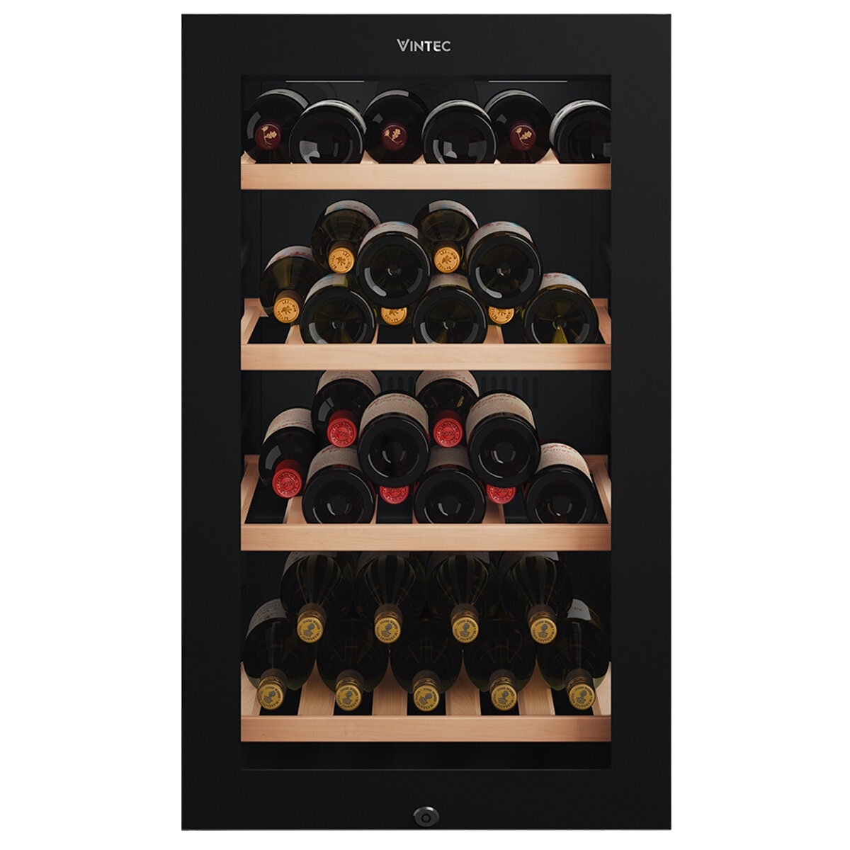 Vintec 35 Bottle Single Zone Underbench Wine Fridge - Black, Triple Glazed Door, Security Lock - VWS830FCB-X