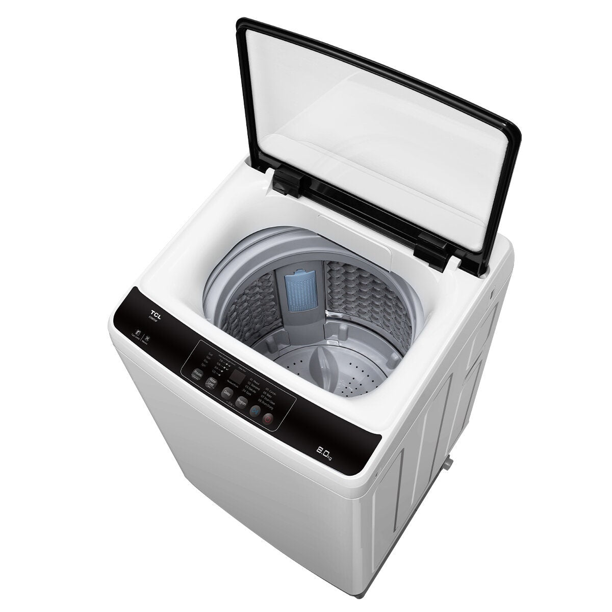 TCL 8kg Top Load Washing Machine - White, Direct Drive Motor, Soft-Close Glass Lid, Fuzzy Logic - F708TLW