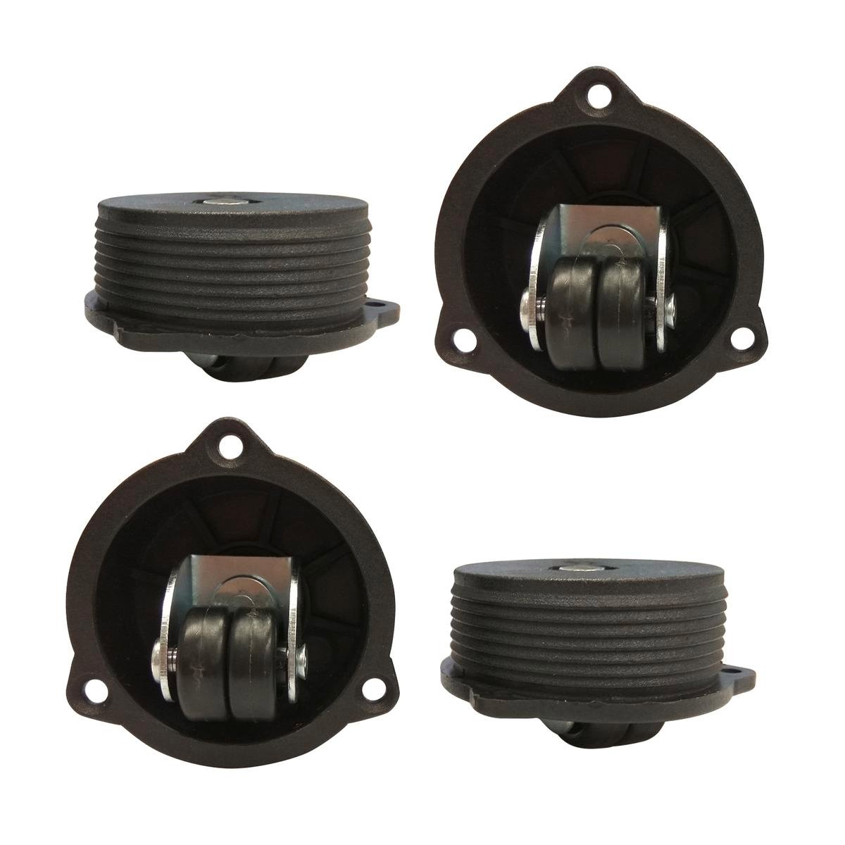 Move It 16mm Black Nylon Hidden Twin Wheel Swivel Castor 150kg - 4 Pack