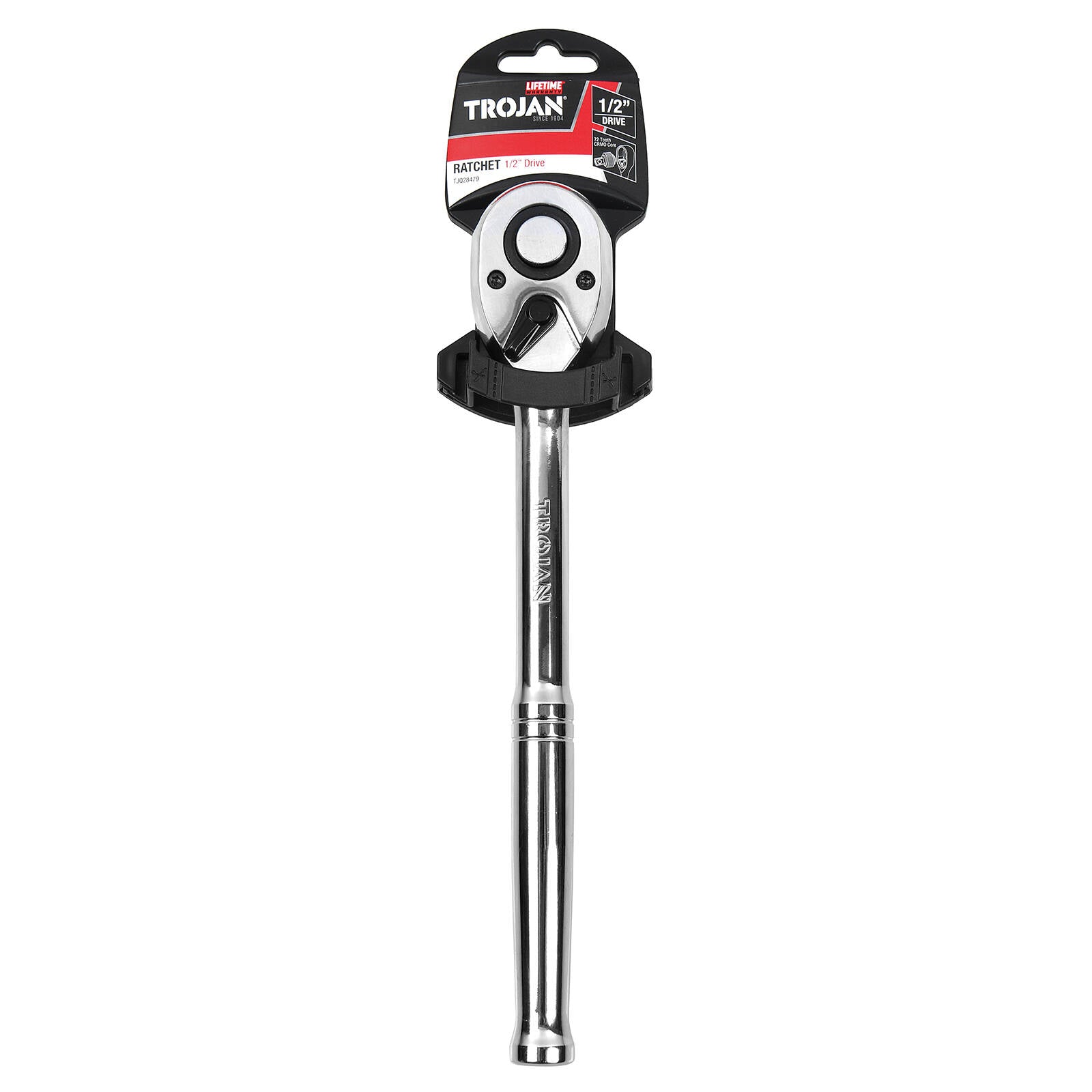 Trojan 1/2" Drive Ratchet, 72 Tooth Reversible Chrome Vanadium