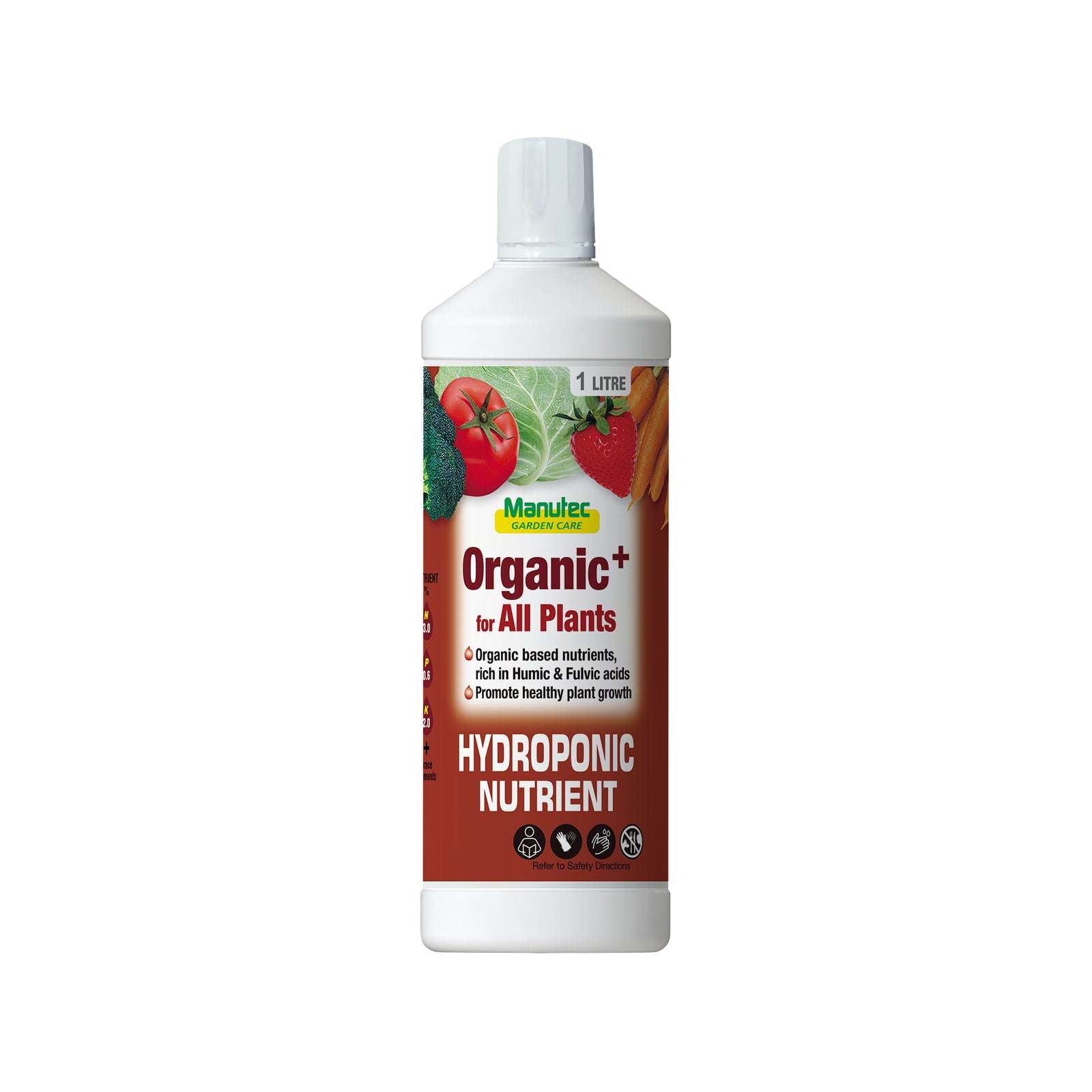 Manutec 1L Hydroponic Organic Plus Liquid Fertiliser For All Plants