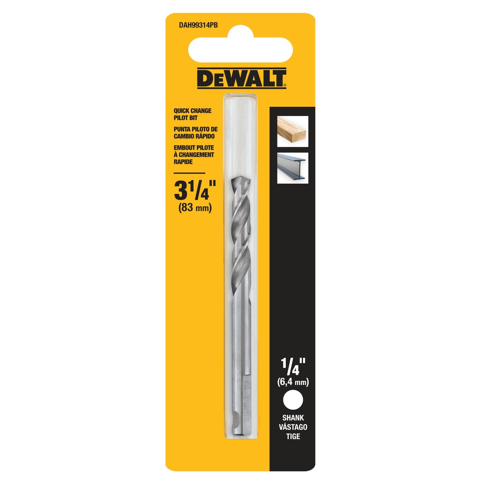 DeWALT 83mm (3-1/4") Pilot Holesaw Bit for Wood & Metal