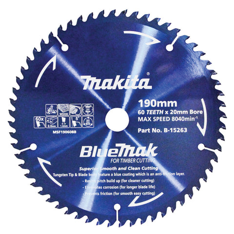 Makita Bluemark 190mm 60T Circular Saw Blade for Wood