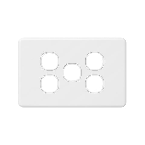 DETA X6 Five Gang Grid Plate White Polycarbonate Customisable