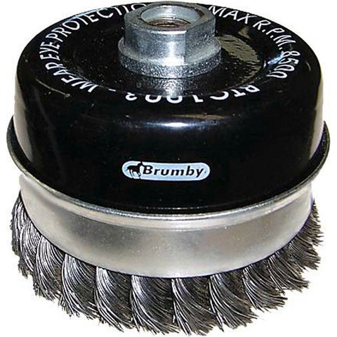 Josco 100mm Twist Knot Cup Brush, Brass-Coated Steel Wire