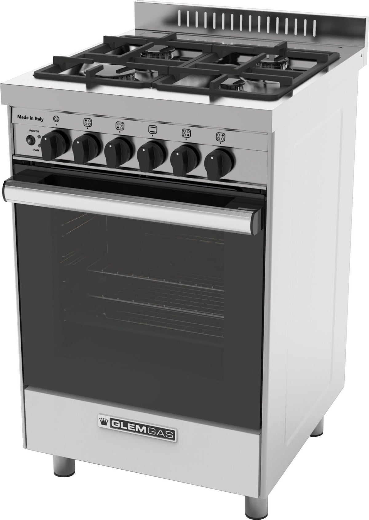 Glem Gas 53cm Natural Gas Freestanding Oven/Stove - Electric Grill, Cast Iron Trivets - GB534GG