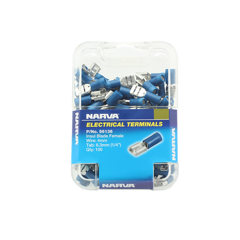 Narva Female Blade Terminal - 6.3x0.8mm - Flared Vinyl - 100 Pack - SuperSaverAU - view 1