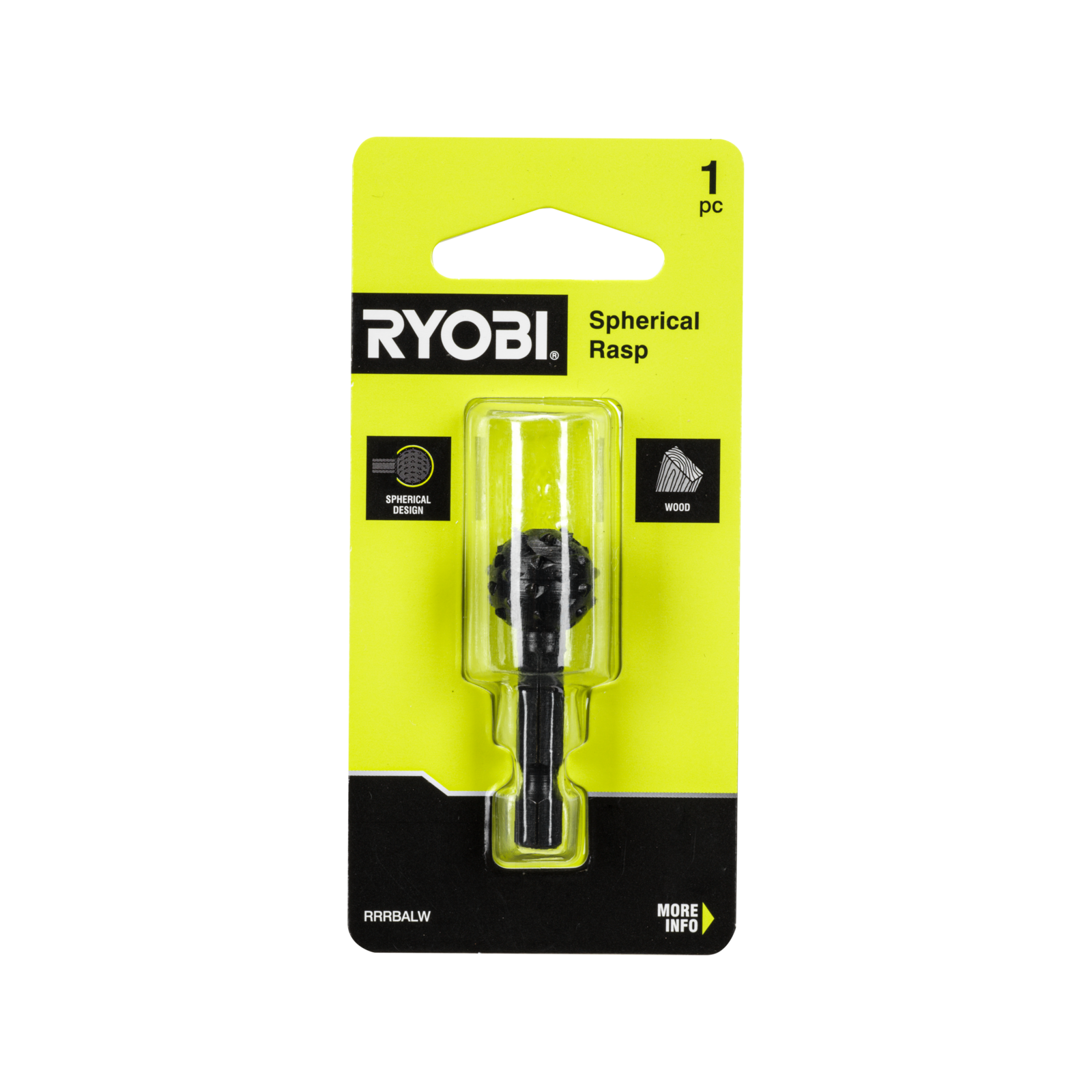Ryobi Spherical Wood Rasp - 1/4" Hex Shank for Curved Surfaces