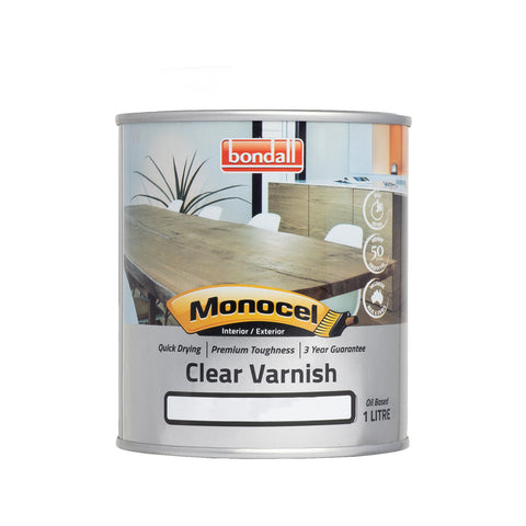 Bondall Monocel 1L Gloss Clear Timber Varnish, Polyurethane, Waterproof Interior Timber Finish