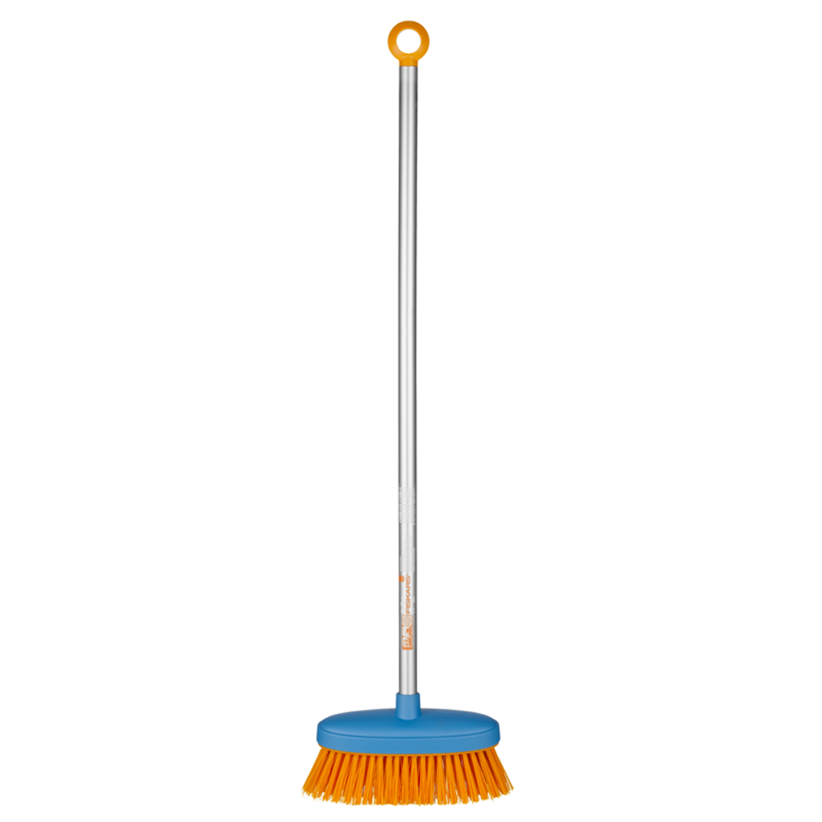 Fiskars Kids Broom, Anodised Aluminium Handle, Soft Plastic Bristles, Grey/Blue/Orange
